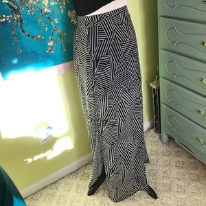 Striped Maxi Skirt with Slits